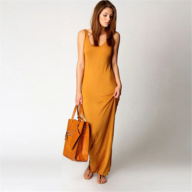 Womens Maxi Dress Sleeveless Bodycon