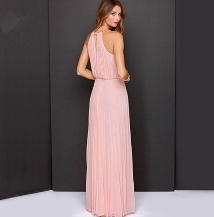 Women Halter Chiffon Maxi Dress