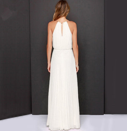 Women Halter Chiffon Maxi Dress