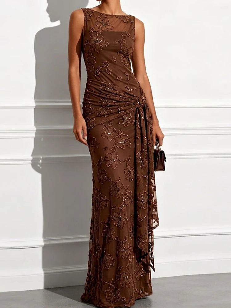 Elegant Patchwork Maxi Dress for Women Summer 