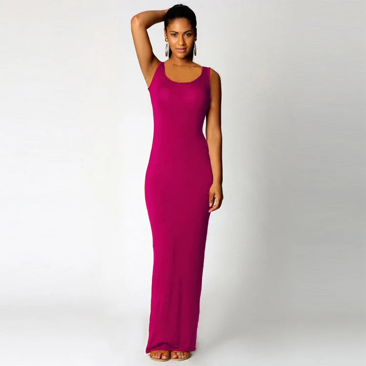 Womens Maxi Dress Sleeveless Bodycon