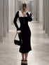 Tossy Ruffled Patchwork Knit Maxi Dress