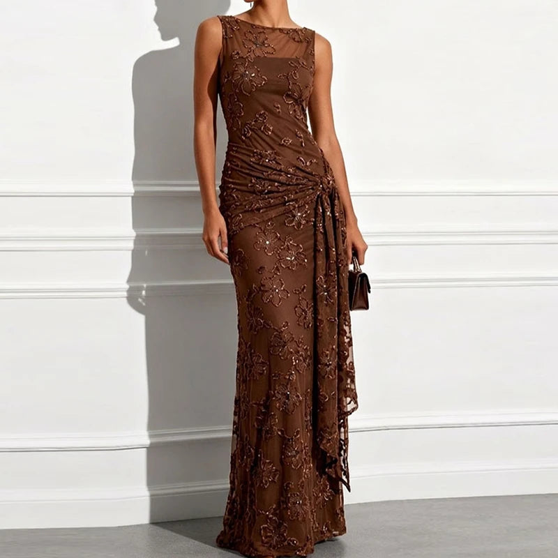 Elegant Patchwork Maxi Dress for Women Summer 